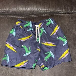 Old Navy Kids Swim Trunks - Navy with Green and Yellow Alligator Print